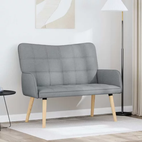 vidaXL Kétfős Kanapé Világosszürke 115 x 61 x 87 cm szövet