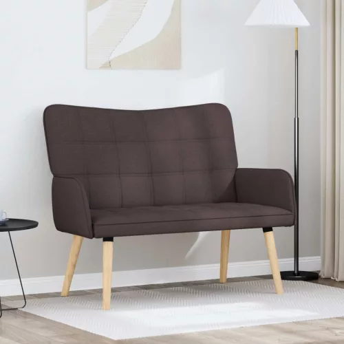 vidaXL Kétfős Kanapé Sötét Barna 115 x 61 x 87 cm szövet