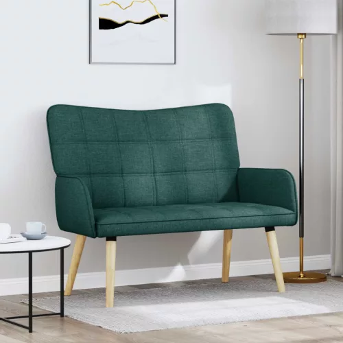 vidaXL Kétfős Kanapé Sötétzöld 115 x 61 x 87 cm szövet