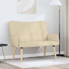 vidaXL Kétfős Kanapé Krém 115 x 61 x 87 cm szövet