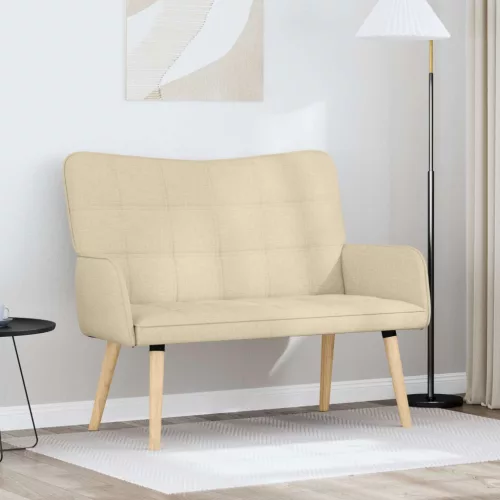 vidaXL Kétfős Kanapé Krém 115 x 61 x 87 cm szövet