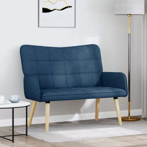 vidaXL Kétfős Kanapé Kék 115 x 61 x 87 cm szövet