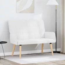 vidaXL Kétfős Kanapé Fehér 115 x 61 x 87 cm szövet