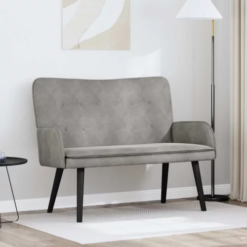 vidaXL Kétfős Kanapé Világosszürke 115 x 61 x 87 cm Bársony