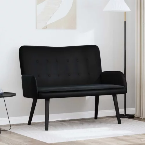 vidaXL Kétfős Kanapé Fekete 115 x 61 x 87 cm Bársony