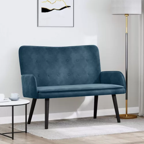 vidaXL Kétfős Kanapé Kék 115 x 61 x 87 cm Bársony