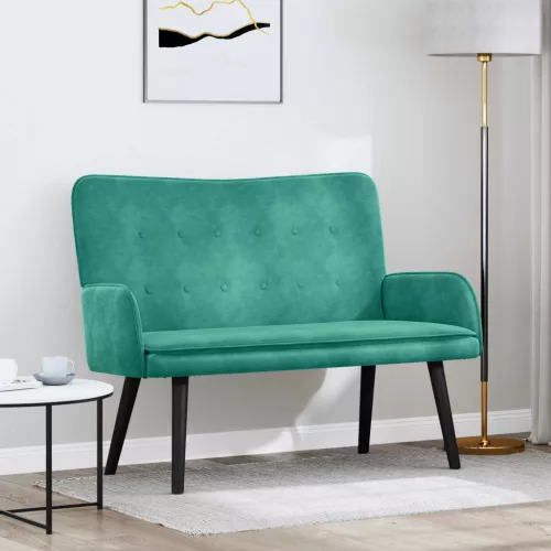 vidaXL Kétfős Kanapé Türkiz 115 x 61 x 87 cm Bársony