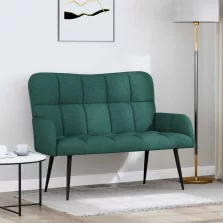   vidaXL Kétfős Kanapé Sötétzöld 115 x 61 x 87 cm szövet