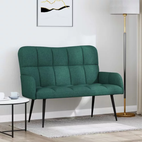 vidaXL Kétfős Kanapé Sötétzöld 115 x 61 x 87 cm szövet