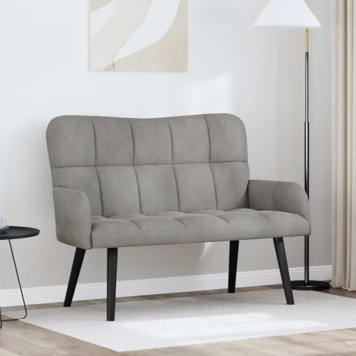 vidaXL Kétfős Kanapé Világosszürke 115 x 61 x 87 cm Bársony