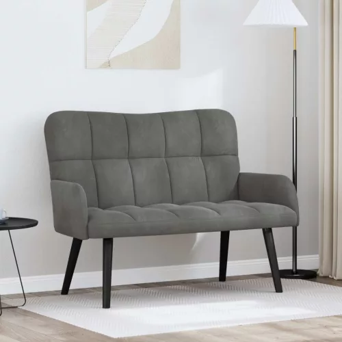 vidaXL Kétfős Kanapé Sötétszürke 115 x 61 x 87 cm Bársony