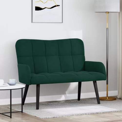 vidaXL Kétfős Kanapé Sötétzöld 115 x 61 x 87 cm Bársony