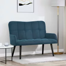 vidaXL Kétfős Kanapé Kék 115 x 61 x 87 cm Bársony