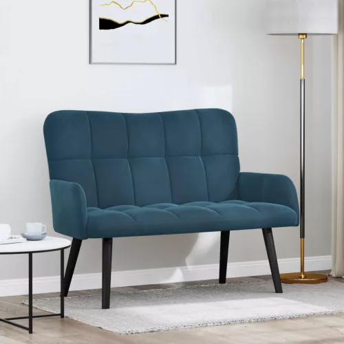 vidaXL Kétfős Kanapé Kék 115 x 61 x 87 cm Bársony