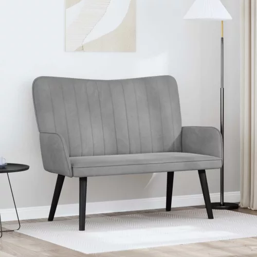 vidaXL Kétfős Kanapé Világosszürke 115 x 61 x 87 cm Bársony