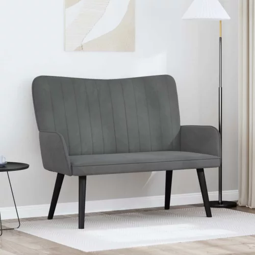 vidaXL Kétfős Kanapé Sötétszürke 115 x 61 x 87 cm Bársony