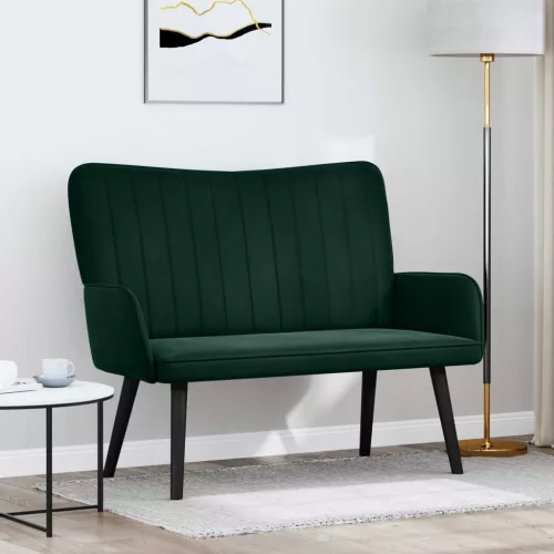 vidaXL Kétfős Kanapé Sötétzöld 115 x 61 x 87 cm Bársony