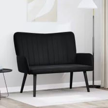 vidaXL Kétfős Kanapé Fekete 115 x 61 x 87 cm Bársony