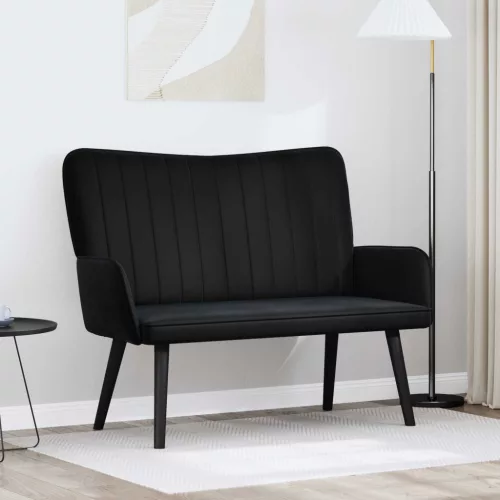 vidaXL Kétfős Kanapé Fekete 115 x 61 x 87 cm Bársony