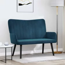 vidaXL Kétfős Kanapé Kék 115 x 61 x 87 cm Bársony