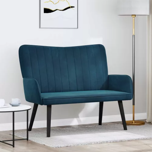 vidaXL Kétfős Kanapé Kék 115 x 61 x 87 cm Bársony