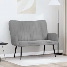   vidaXL Kétfős Kanapé Világosszürke 115 x 61 x 87 cm Bársony