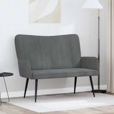   vidaXL Kétfős Kanapé Sötétszürke 115 x 61 x 87 cm Bársony