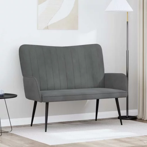 vidaXL Kétfős Kanapé Sötétszürke 115 x 61 x 87 cm Bársony