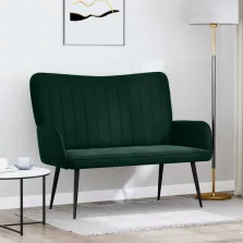   vidaXL Kétfős Kanapé Sötétzöld 115 x 61 x 87 cm Bársony