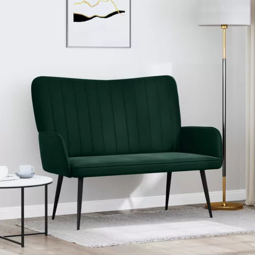 vidaXL Kétfős Kanapé Sötétzöld 115 x 61 x 87 cm Bársony