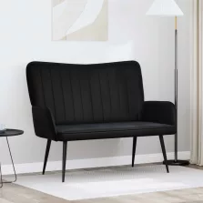 vidaXL Kétfős Kanapé Fekete 115 x 61 x 87 cm Bársony