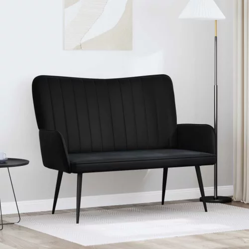 vidaXL Kétfős Kanapé Fekete 115 x 61 x 87 cm Bársony