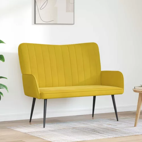 vidaXL Kétfős Kanapé Sárga 115 x 61 x 87 cm Bársony