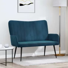 vidaXL Kétfős Kanapé Kék 115 x 61 x 87 cm Bársony