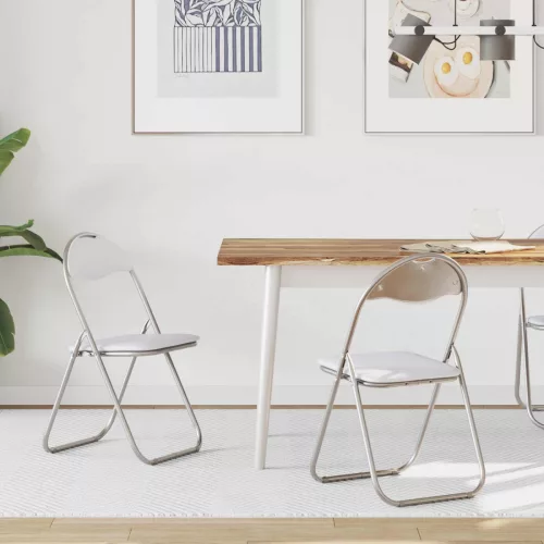 vidaXL Összecsukható szék 2 pcs Fehér és Szürke 48 x 43,5 x 81 cm