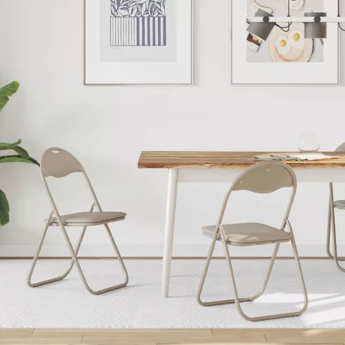 vidaXL Összecsukható szék 2 pcs Homokszín 48 x 43,5 x 81 cm Műbőr