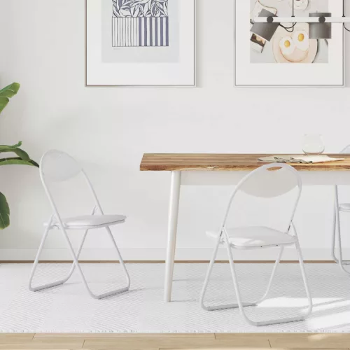 vidaXL Összecsukható szék 2 pcs Fehér 48 x 43,5 x 81 cm Műbőr