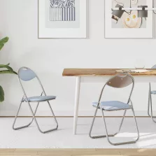   vidaXL Összecsukható szék 2 pcs Szürke 48 x 43,5 x 81 cm Műbőr