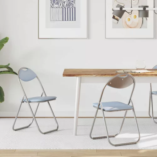 vidaXL Összecsukható szék 2 pcs Szürke 48 x 43,5 x 81 cm Műbőr