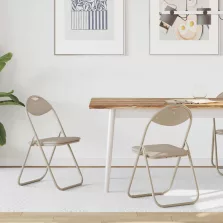   vidaXL Összecsukható szék 2 pcs Homokszín 48 x 43,5 x 81 cm Műbőr