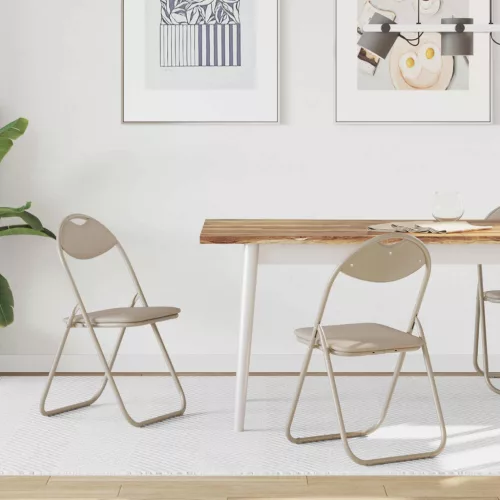 vidaXL Összecsukható szék 2 pcs Homokszín 48 x 43,5 x 81 cm Műbőr