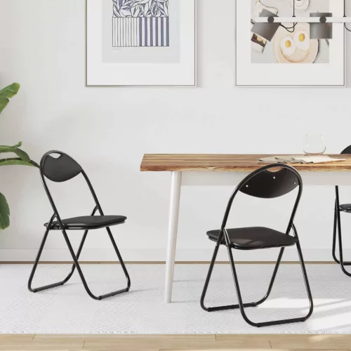 vidaXL Összecsukható szék 2 pcs Fekete 48 x 43,5 x 81 cm Műbőr