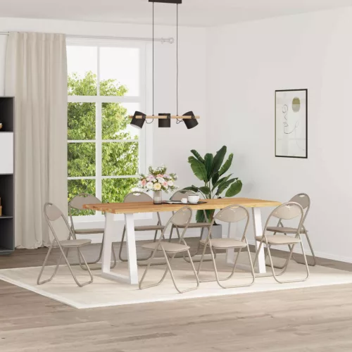 vidaXL Összecsukható szék 8 pcs Homokszín 48 x 43,5 x 81 cm Műbőr