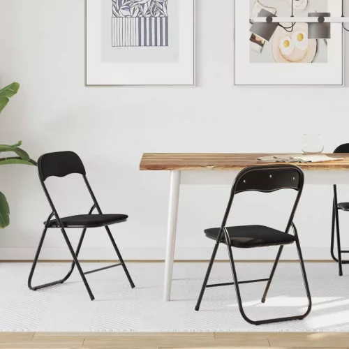 vidaXL Összecsukható szék 2 pcs Fekete 48 x 44 x 78 cm Bársony