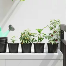 vidaXL Virág Cserép 50 pcs Fekete Ø 15 x 12.5 cm Műanyag