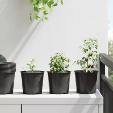 vidaXL Virág Cserép 50 pcs Fekete Ø 15 x 12.5 cm Műanyag