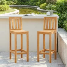   vidaXL Bárszék 2 pcs Kezeletlen 35 x 45 x 110 cm Tömör Teakfa
