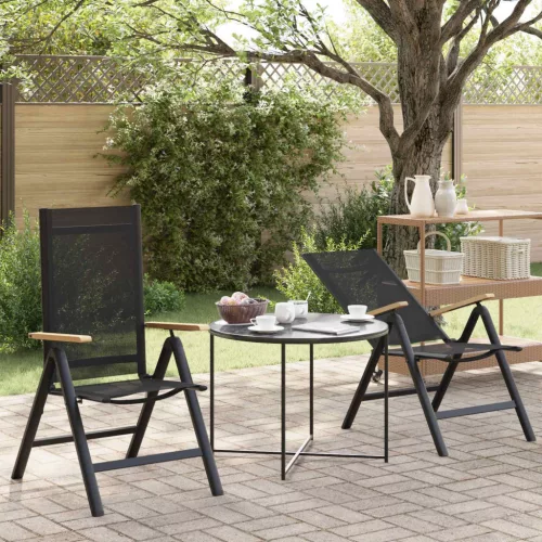 vidaXL Fekvő Kerti Székek 2 pcs Fekete 58 x 73 x 111,5 cm Textilén
