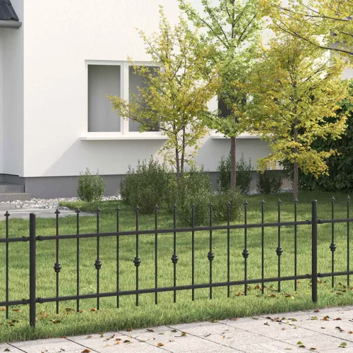 vidaXL Tüskés kerítés Fekete 200 x 130 cm Porszórt acél