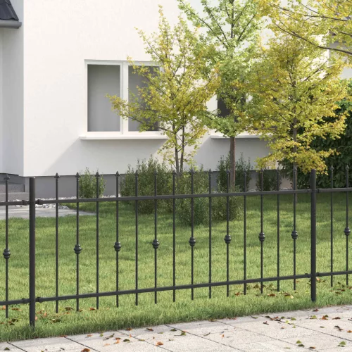 vidaXL Tüskés kerítés Fekete 200 x 130 cm Porszórt acél